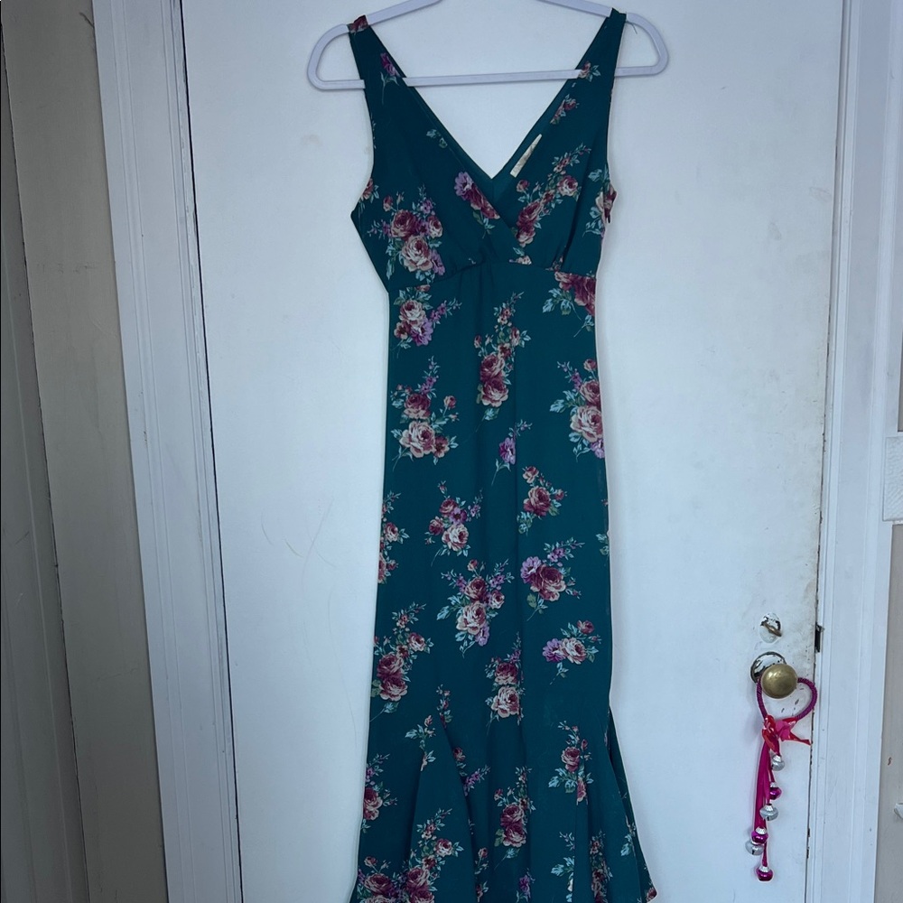 Rewind Teal Floral Maxi Dress